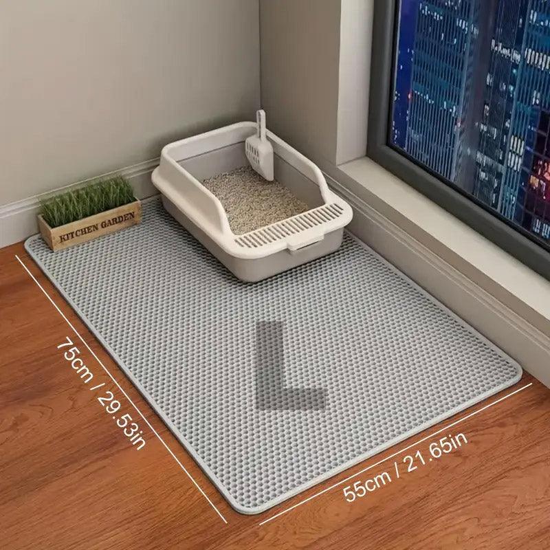 Large Double Layer Litter Mat Waterproof Non Slip Cat Trapping Pad Easy to Clean - 75x55cm V528-CAT-MAT-GREY-75X55-101128
