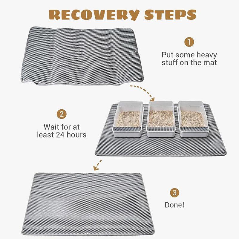 Large Double Layer Litter Mat Waterproof Non Slip Cat Trapping Pad Easy to Clean - 75x55cm V528-CAT-MAT-GREY-75X55-101128