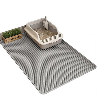 Large Double Layer Litter Mat Waterproof Non Slip Cat Trapping Pad Easy to Clean - 90x60cm V528-CAT-MAT-GREY-90X60-287008