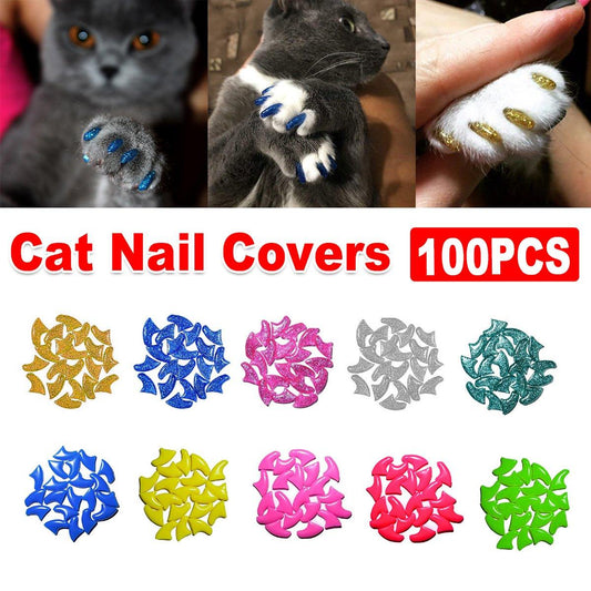 100PCS Anti Scratch Paw Covers for Cats and Kittens Nail Protector Soft Paw - Flat-XS V528-CAT-PAWL-SLEEVE-ZH3-XS-827607