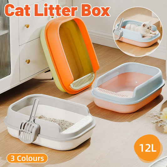 12L Semi Enclosed Large Cat Litter Box with Delivery Shovel Easy Clean Toilet - Purple-Pink V528-CAT-PURPLE-PINK-431534