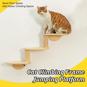 Solid Wood Wall Mounted Cat Climbing Tree Rack Platform Space Capsule Bed Shelf V528-CAT-STAIRS-3-262026