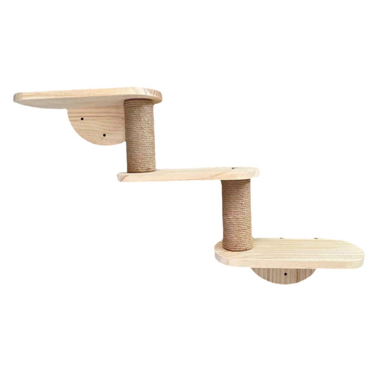 Solid Wood Wall Mounted Cat Climbing Tree Rack Platform Space Capsule Bed Shelf V528-CAT-STAIRS-3-262026