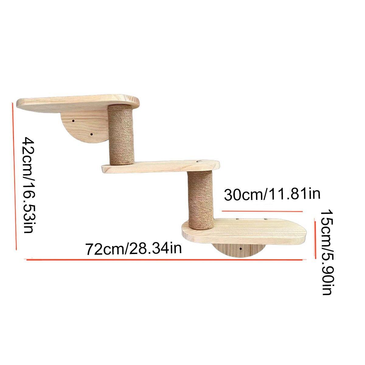 Solid Wood Wall Mounted Cat Climbing Tree Rack Platform Space Capsule Bed Shelf V528-CAT-STAIRS-3-262026