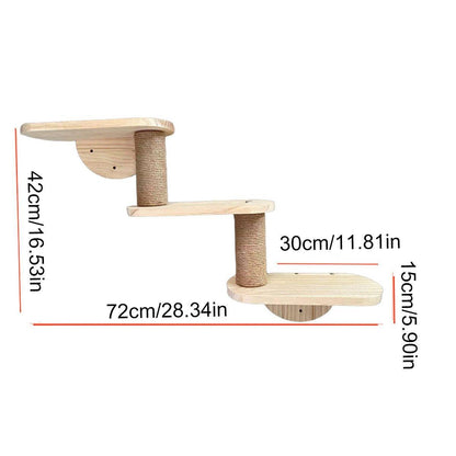 Solid Wood Wall Mounted Cat Climbing Tree Rack Platform Space Capsule Bed Shelf V528-CAT-STAIRS-3-262026