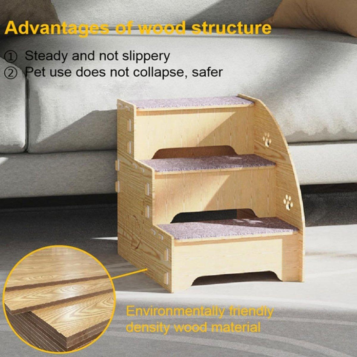 Wooden Pet Climbing Ladder Bed Step Frame Durable Climbing Frame for Small Pets V528-CAT-STAIRS-497516