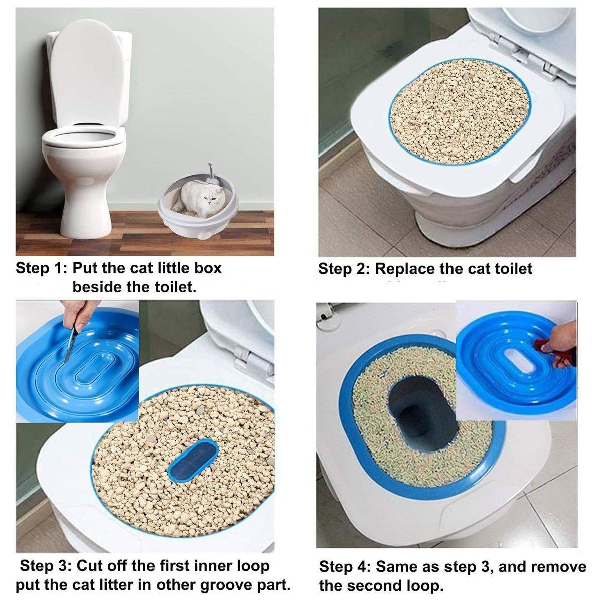 Cat Toilet Seat Trainer Kit Easy Toilet Training System for Cats Kittens V528-CAT-TOILET-TRAINER-608187