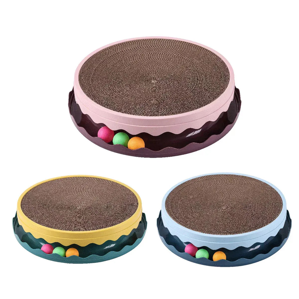 Cat Scratcher Turntable Toy Large Round Corrugated Board Nest Scratch Resistant - Blue V528-CAT-TOY-BLUE-661667