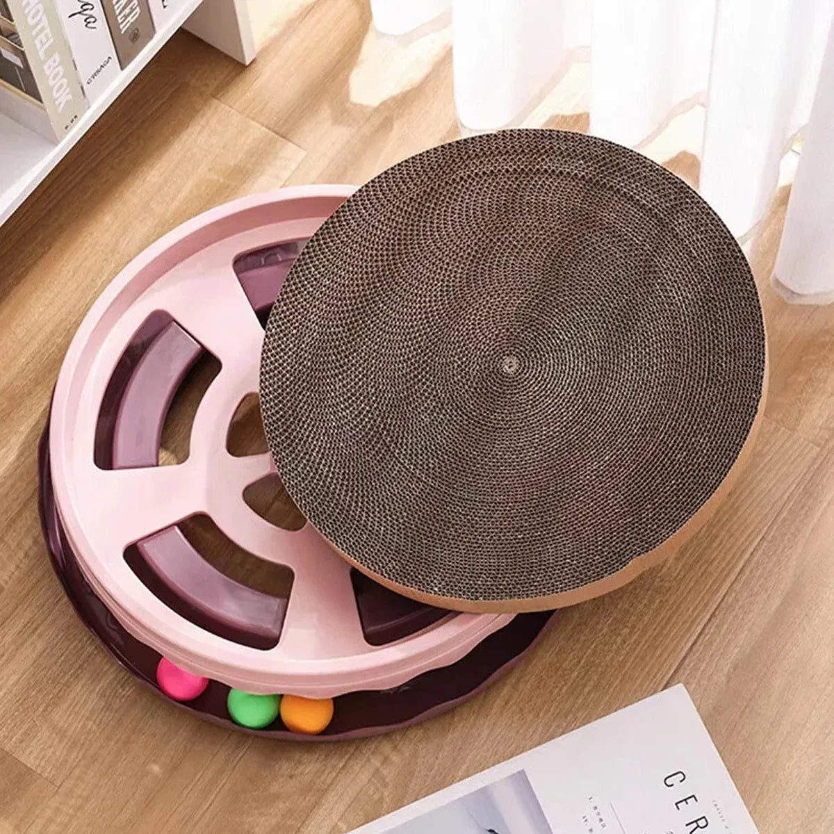 Cat Scratcher Turntable Toy Large Round Corrugated Board Nest Scratch Resistant - Blue V528-CAT-TOY-BLUE-661667