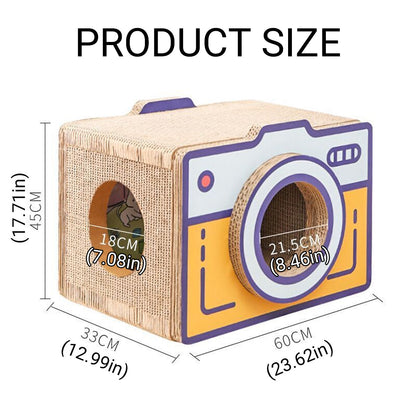 Cat Scratcher Bed Retro Camera Design Corrugated Cardboard Cat Nest Pet House V528-CAT-TOY-CAMERA-L-739937