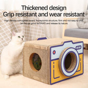 Cat Scratcher Bed Retro Camera Design Corrugated Cardboard Cat Nest Pet House V528-CAT-TOY-CAMERA-L-739937
