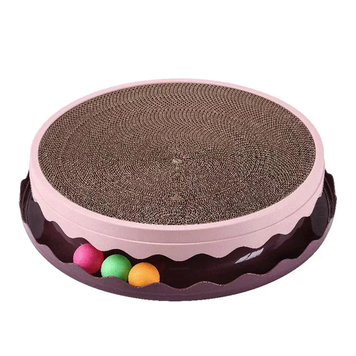Cat Scratcher Turntable Toy Large Round Corrugated Board Nest Scratch Resistant - Pink V528-CAT-TOY-PINK-664202
