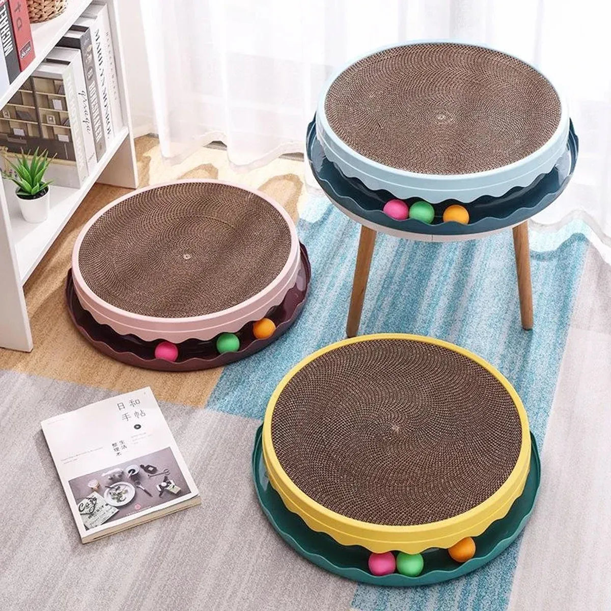 Cat Scratcher Turntable Toy Large Round Corrugated Board Nest Scratch Resistant - Pink V528-CAT-TOY-PINK-664202