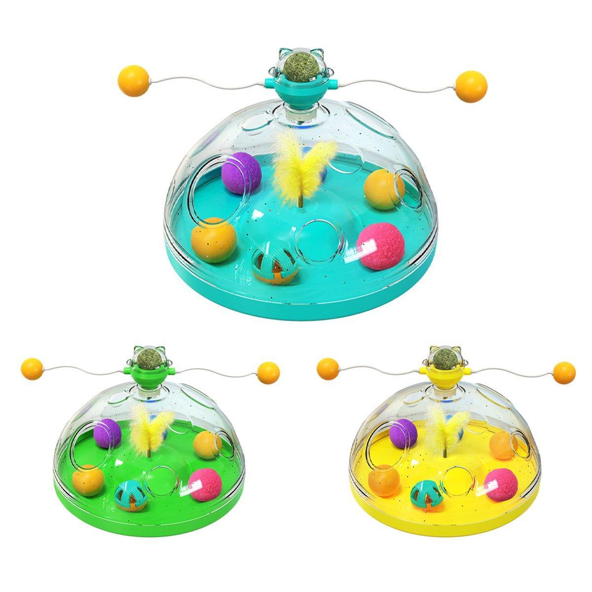 Interactive Windmill Cat Teaser Toy Treasure Box with Stick Fun Play for Pets - Green V528-CAT-TOY-WINDMILL-GREEN-164892