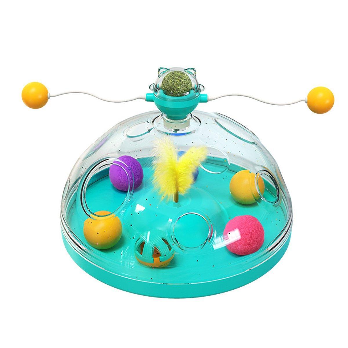 Interactive Windmill Cat Teaser Toy Treasure Box with Stick Fun Play for Pets - Green V528-CAT-TOY-WINDMILL-GREEN-164892