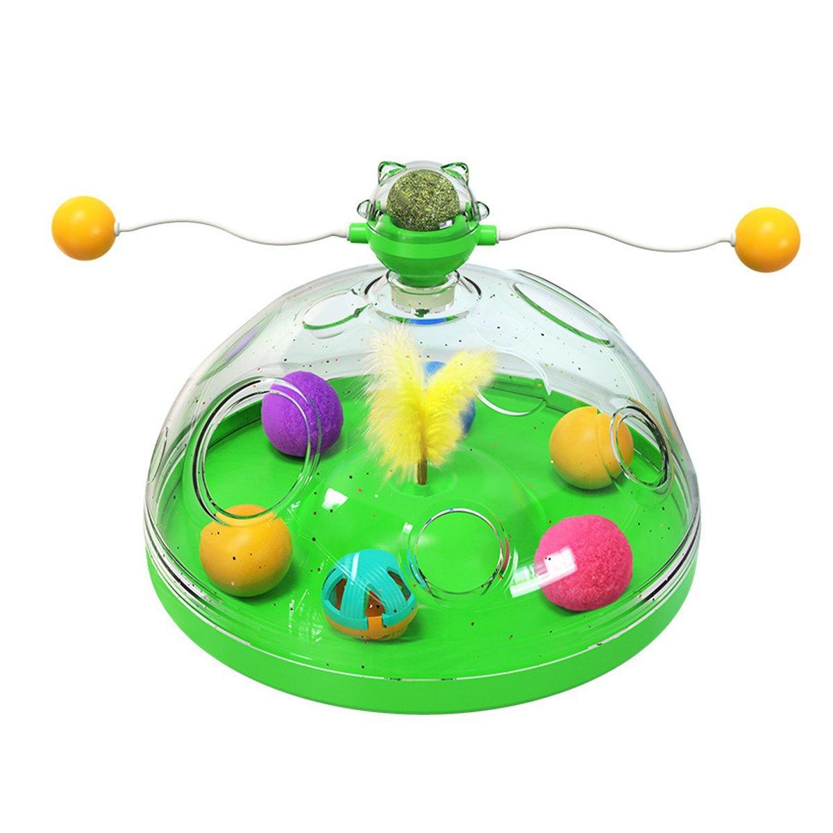 Interactive Windmill Cat Teaser Toy Treasure Box with Stick Fun Play for Pets - Green V528-CAT-TOY-WINDMILL-GREEN-164892