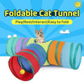 Foldable Rainbow Cat Tunnel Interactive Pet Toy with Tee Shape Fun Play Tunnel V528-CAT-TUNNEL-TOY-RAINBOW-877399