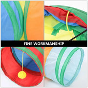 Foldable Rainbow Cat Tunnel Interactive Pet Toy with Tee Shape Fun Play Tunnel V528-CAT-TUNNEL-TOY-RAINBOW-877399