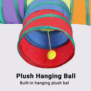 Foldable Rainbow Cat Tunnel Interactive Pet Toy with Tee Shape Fun Play Tunnel V528-CAT-TUNNEL-TOY-RAINBOW-877399
