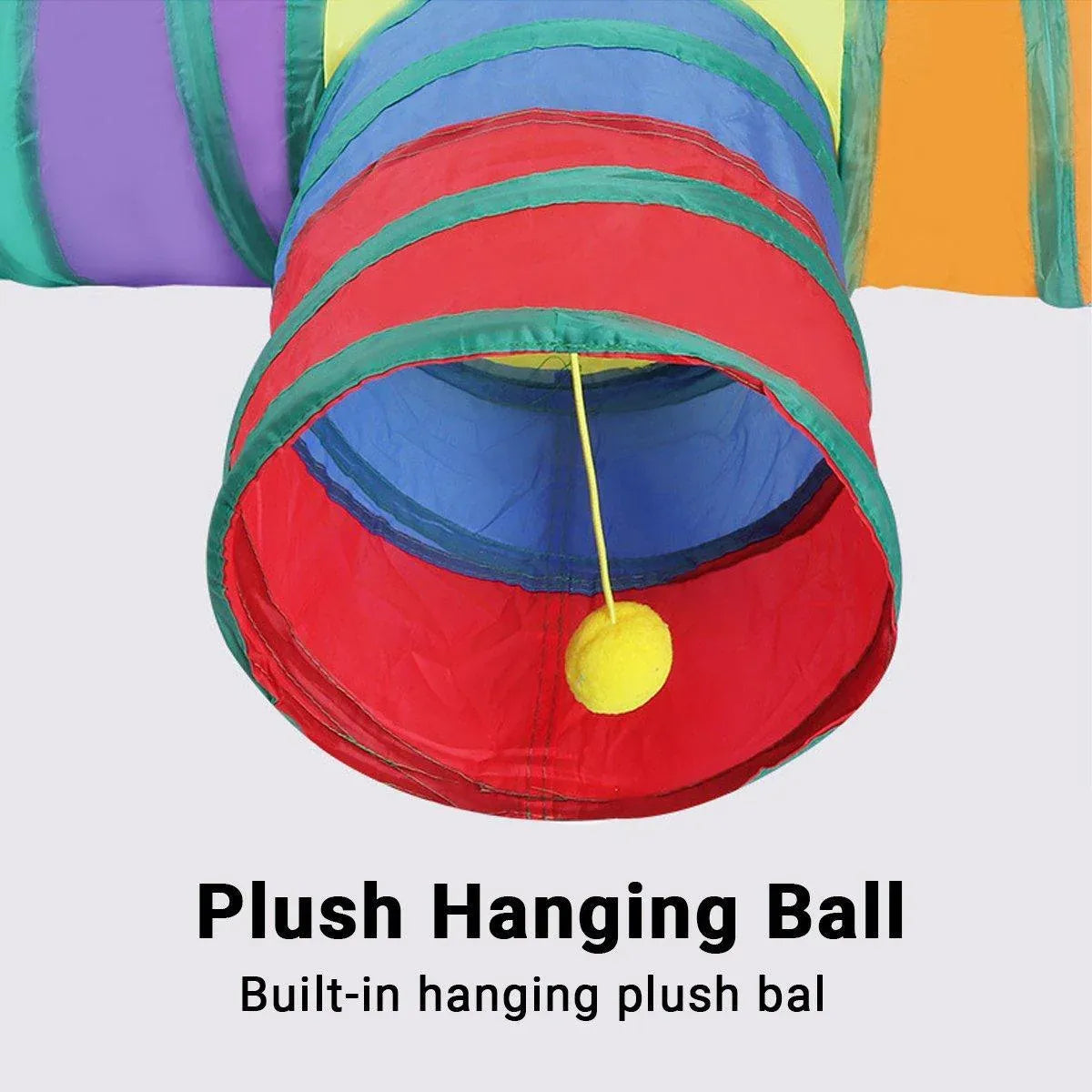 Foldable Rainbow Cat Tunnel Interactive Pet Toy with Tee Shape Fun Play Tunnel V528-CAT-TUNNEL-TOY-RAINBOW-877399
