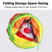 Foldable Rainbow Cat Tunnel Interactive Pet Toy with Tee Shape Fun Play Tunnel V528-CAT-TUNNEL-TOY-RAINBOW-877399