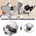 1PC Cartoon Black White Cat Automatic Folding Sun Umbrella Anti-UV For Unisex V528-CAT-UMBRELLA-238673