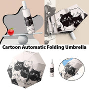 1PC Cartoon Black White Cat Automatic Folding Sun Umbrella Anti-UV For Unisex V528-CAT-UMBRELLA-238673