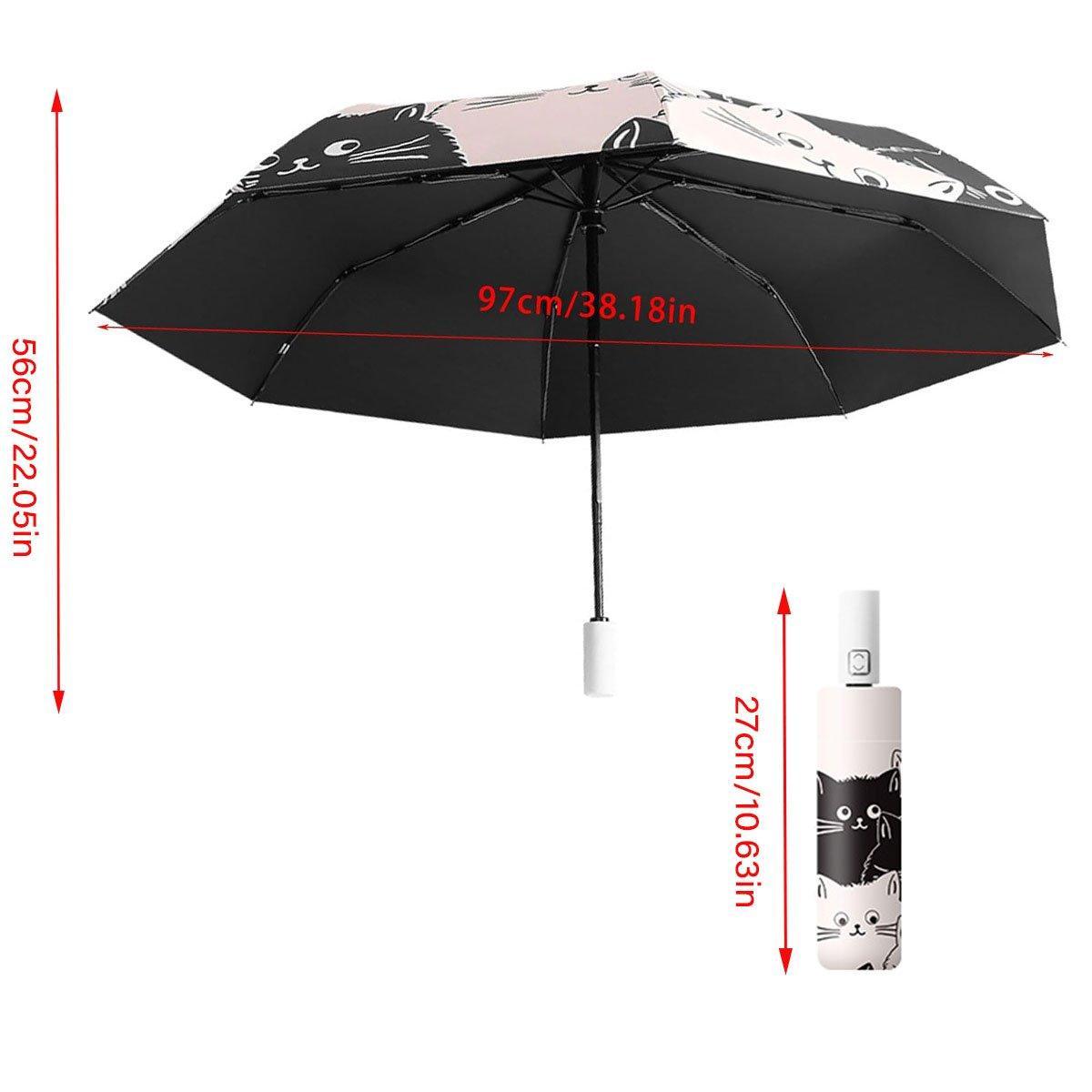 1PC Cartoon Black White Cat Automatic Folding Sun Umbrella Anti-UV For Unisex V528-CAT-UMBRELLA-238673