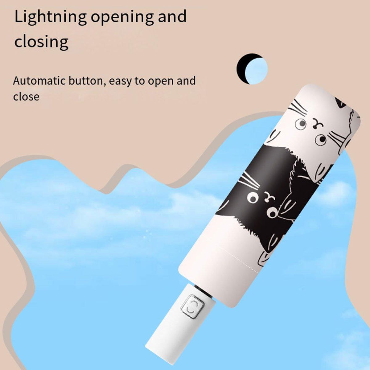 1PC Cartoon Black White Cat Automatic Folding Sun Umbrella Anti-UV For Unisex V528-CAT-UMBRELLA-238673