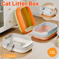 12L Semi Enclosed Large Cat Litter Box with Delivery Shovel Easy Clean Toilet - White-Grey V528-CAT-WHITE-GREY-912450