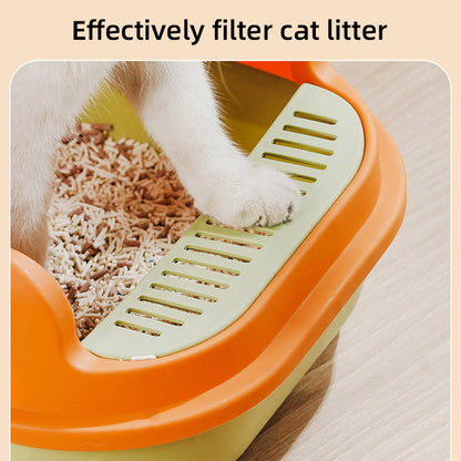 12L Semi Enclosed Large Cat Litter Box with Delivery Shovel Easy Clean Toilet - White-Grey V528-CAT-WHITE-GREY-912450