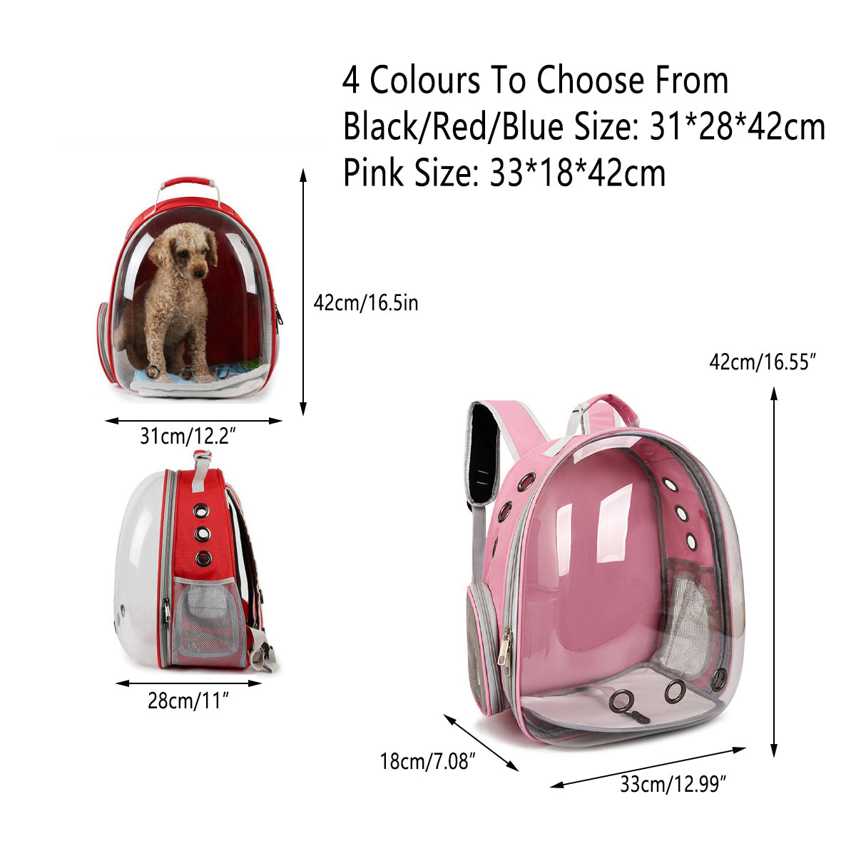 Pet Outdoor Carrier Backpack Cat Dog Puppy Travel Space Capsule Shoulder Bag - Black V528-CATBAG-BLACK-84646