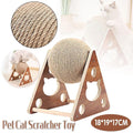 Wooden Cat Scratcher Toy with Rotating Sisal Ball Scratch Post Triangle Frame V528-CATBALL-TRIANGLE-78945