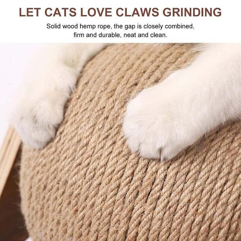 Wooden Cat Scratcher Toy with Rotating Sisal Ball Scratch Post Triangle Frame V528-CATBALL-TRIANGLE-78945