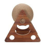 Wooden Cat Scratcher Toy with Rotating Sisal Ball Scratch Post Triangle Frame V528-CATBALL-TRIANGLE-78945