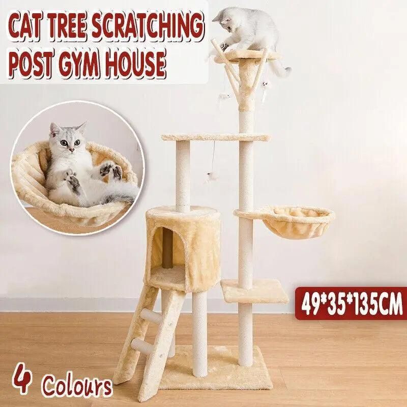 Cat Tree Scratching Post Gym House Condo Scratcher Furniture Tower - Grey V528-CATCLIMBINGFRAME-GREY-99555