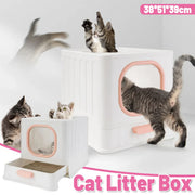 Pink Fully Enclosed Cat Litter Box Large Plastic Toilet for Cats with Lid Tray V528-CATLITTER-BOX-PINK-116729