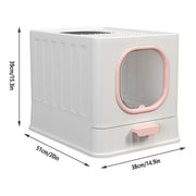 Pink Fully Enclosed Cat Litter Box Large Plastic Toilet for Cats with Lid Tray V528-CATLITTER-BOX-PINK-116729