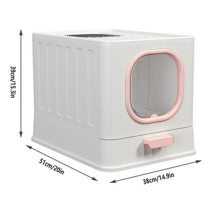 Pink Fully Enclosed Cat Litter Box Large Plastic Toilet for Cats with Lid Tray V528-CATLITTER-BOX-PINK-116729