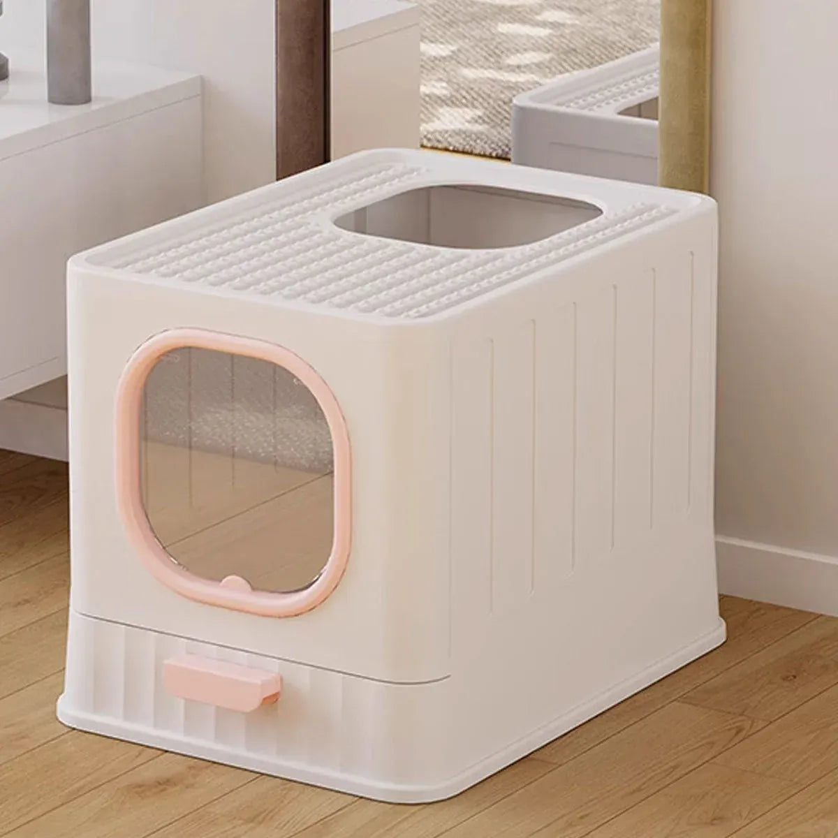 Pink Fully Enclosed Cat Litter Box Large Plastic Toilet for Cats with Lid Tray V528-CATLITTER-BOX-PINK-116729