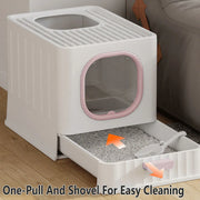 Pink Fully Enclosed Cat Litter Box Large Plastic Toilet for Cats with Lid Tray V528-CATLITTER-BOX-PINK-116729