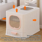 Pink Fully Enclosed Cat Litter Box Large Plastic Toilet for Cats with Lid Tray V528-CATLITTER-BOX-PINK-116729