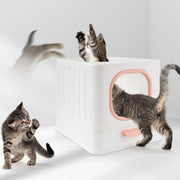 Pink Fully Enclosed Cat Litter Box Large Plastic Toilet for Cats with Lid Tray V528-CATLITTER-BOX-PINK-116729