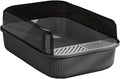 Litter Tray Box with Splash Guard and Wide Opening for Cats Open Top Design - Grey V528-CATLITTERBO-GREY-30623