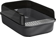 Litter Tray Box with Splash Guard and Wide Opening for Cats Open Top Design - Grey V528-CATLITTERBO-GREY-30623