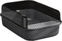 Litter Tray Box with Splash Guard and Wide Opening for Cats Open Top Design - Grey V528-CATLITTERBO-GREY-30623