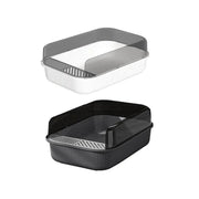 Litter Tray Box with Splash Guard and Wide Opening for Cats Open Top Design - Grey V528-CATLITTERBO-GREY-30623