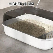 Litter Tray Box with Splash Guard and Wide Opening for Cats Open Top Design - Grey V528-CATLITTERBO-GREY-30623