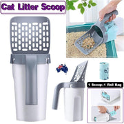 Cat Litter Scoop Integrated Detachable Shovel Holder Poop Pet Sifter Cleaning - 2 Roll Garbage Bags V528-CATLITTERSHOVEL-BAG-2PCS-90662