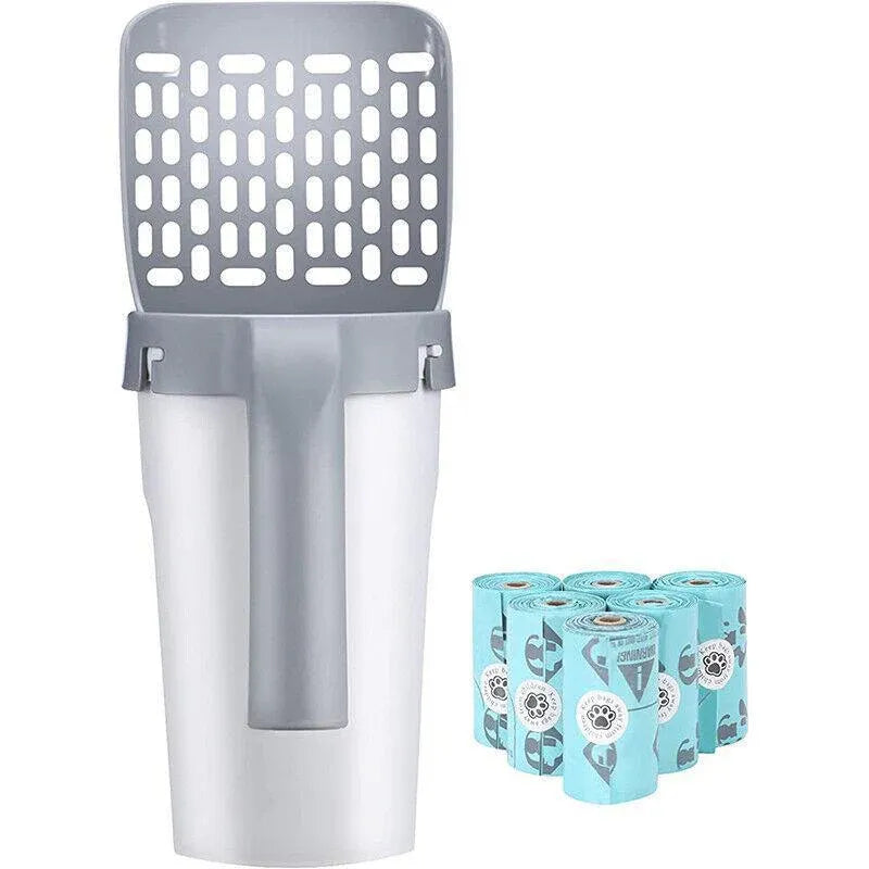 Cat Litter Scoop Integrated Detachable Shovel Holder Poop Pet Sifter Cleaning - 2 Roll Garbage Bags V528-CATLITTERSHOVEL-BAG-2PCS-90662